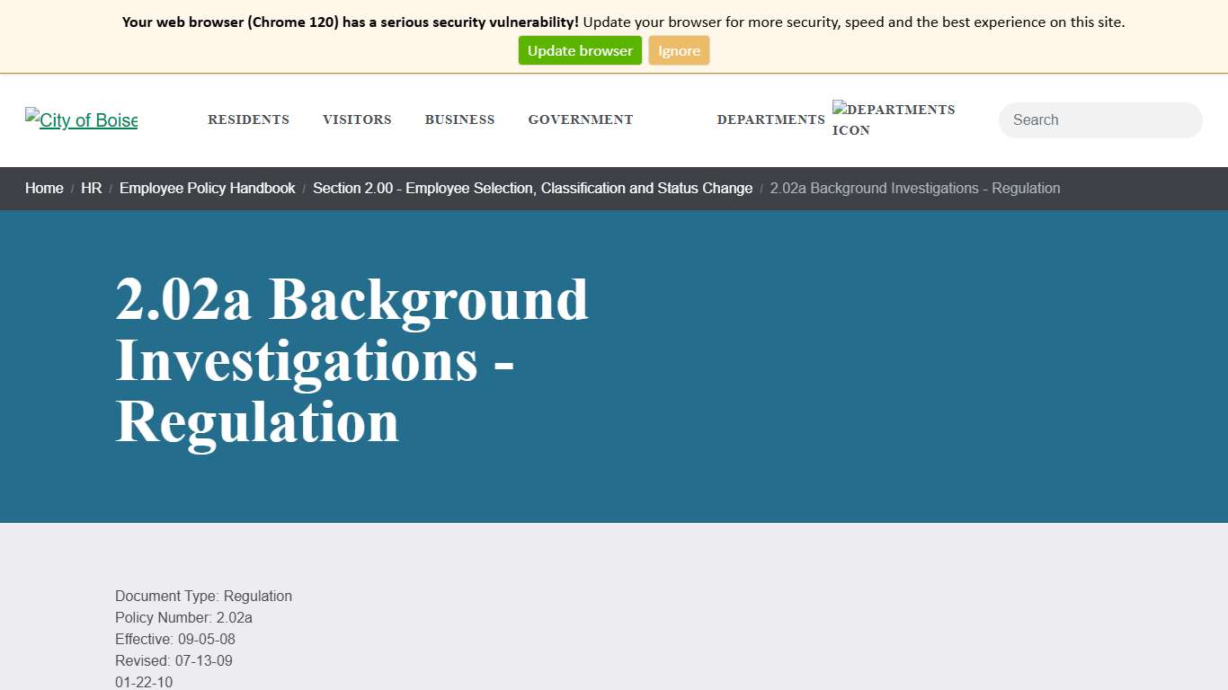 2.02a Background Investigations - Regulation City of Boise